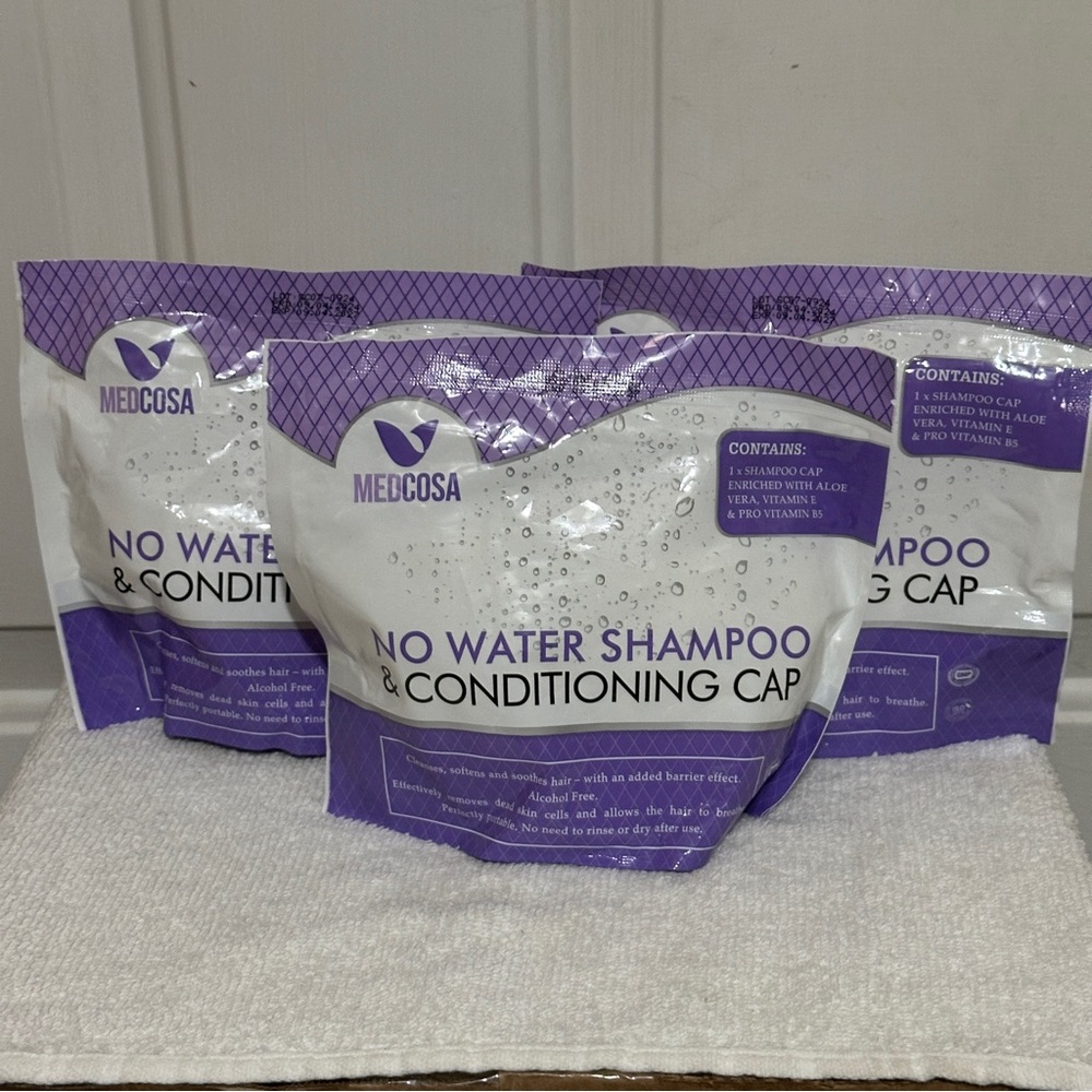 Medcosa No Water Shampoo & Conditioning Cap 3pk.